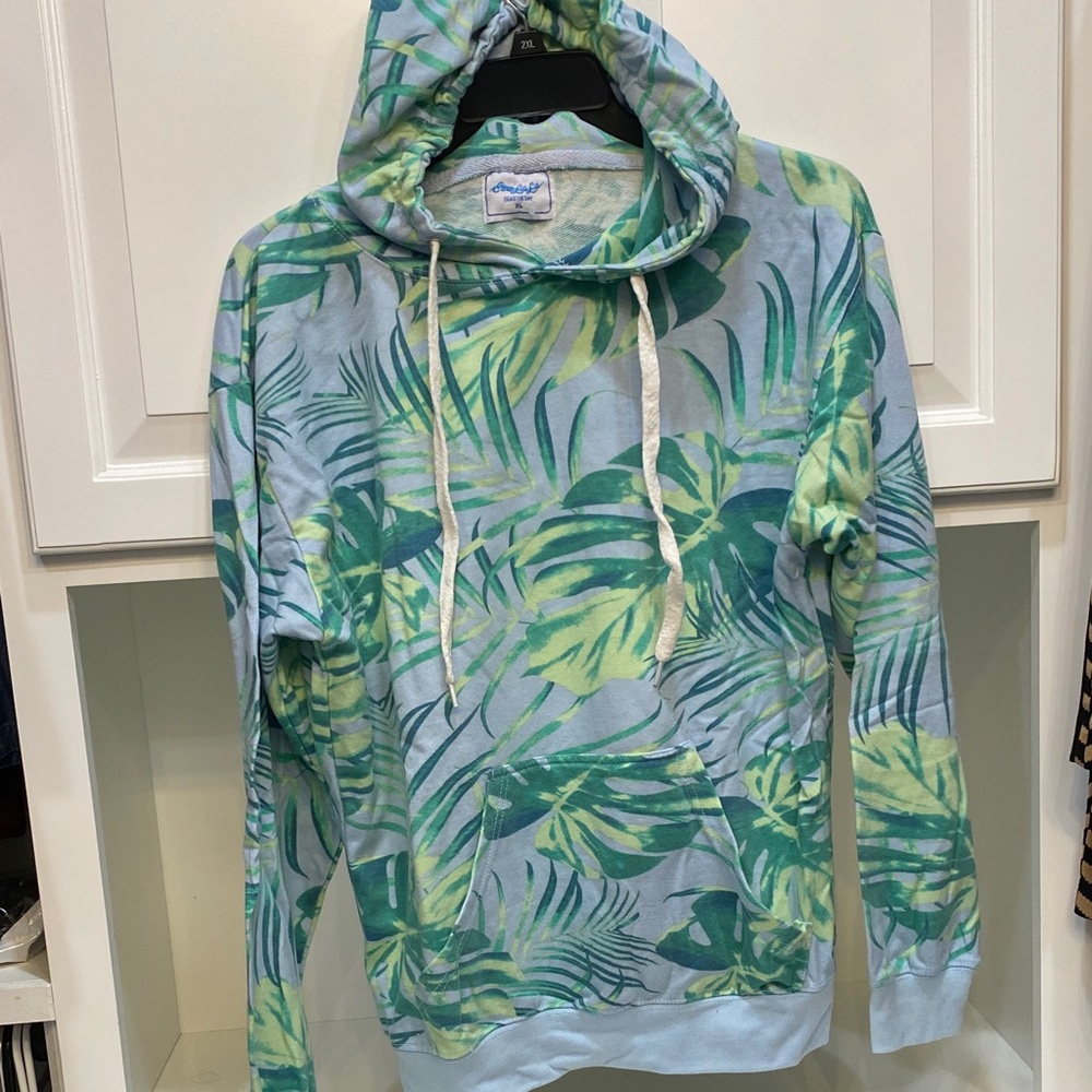 Tropical Leaf Print Hoodie